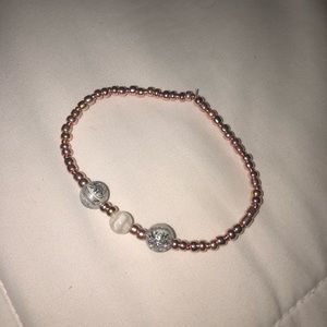 rose gold and silver beaded anklet